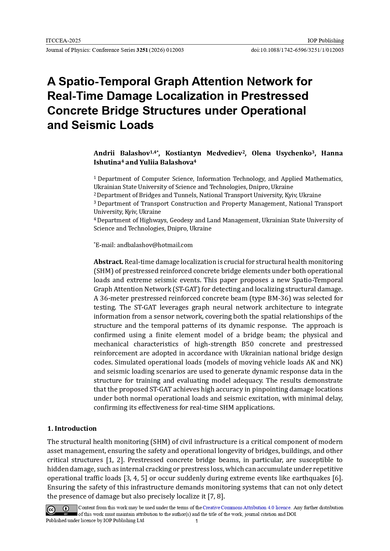 A Spatio-Temporal Graph Attention Network for Real-Time Damage Localization in Prestressed Concrete Bridge Structures under Operational and Seismic Loads